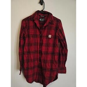 Carhartt Women’s Relaxed Fit Rugged Flex Red Plaid Flannel (XS)